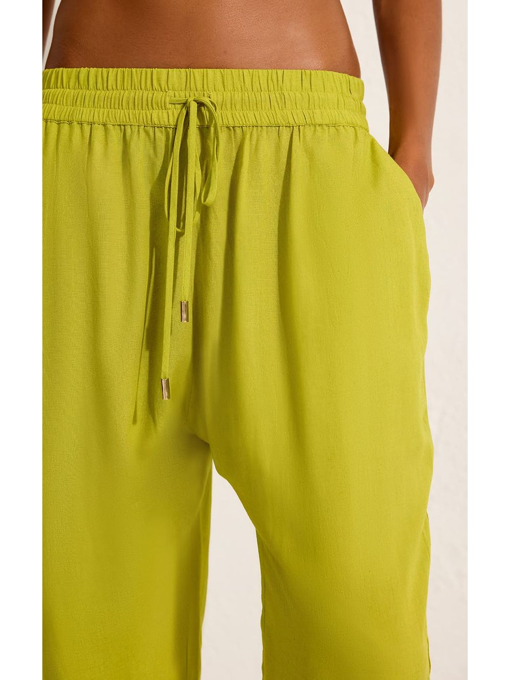 Lenny Niemeyer — Calça Cós Elástico Pregas Verde Horto
