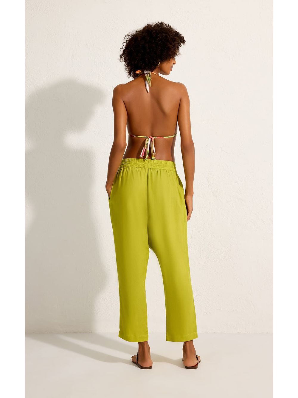 Lenny Niemeyer — Calça Cós Elástico Pregas Verde Horto