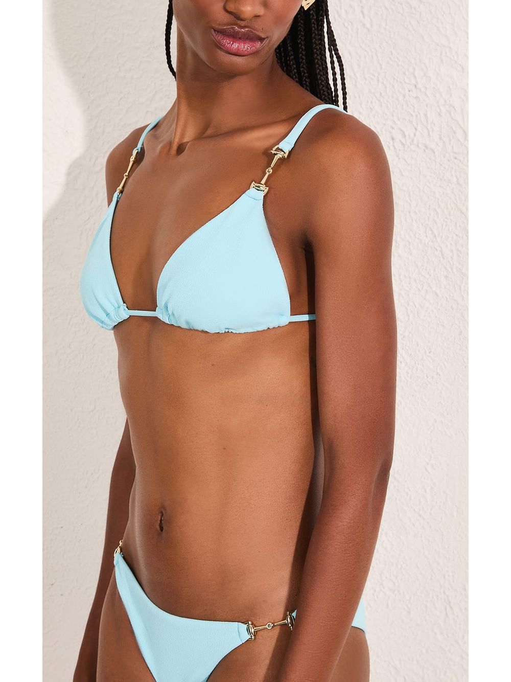 Lenny Niemeyer — Top Cortininha Detalhe Azul Punta e Calça Lateral Detalhe Azul Punta